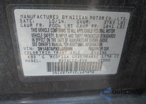 2014 Nissan Sentra S from USA, damaged, VIN 3N1AB7APXEL689898